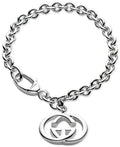 GUCCI STERLING SILVER GG BRIT PENDANT BRACELET