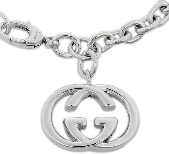 GUCCI STERLING SILVER GG BRIT PENDANT BRACELET