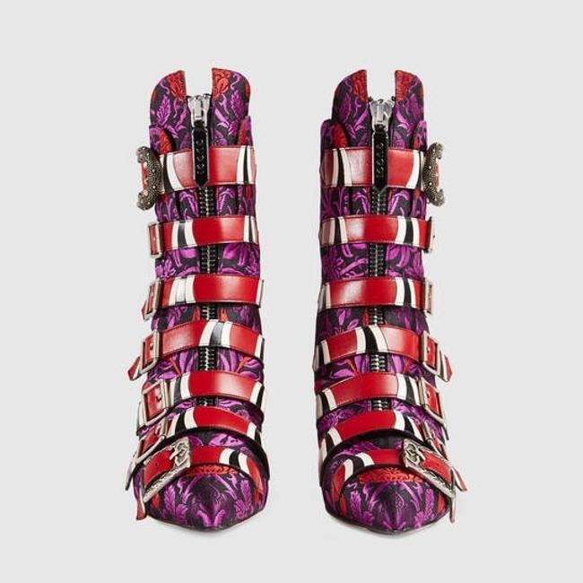 GUCCI SUSAN FLORAL JACQUARD BUCKLE BOOTS