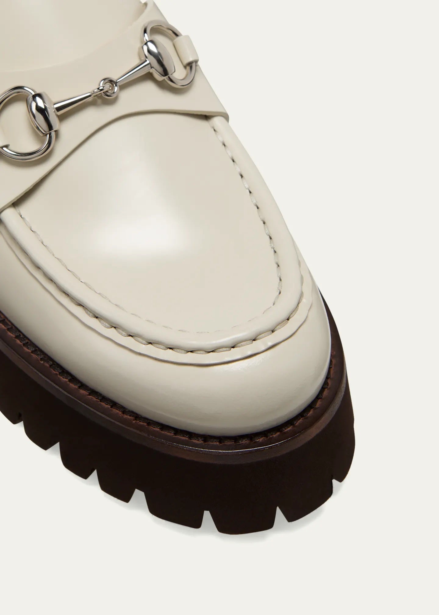 GUCCI SYLKE HORSEBIT PLATFORM CALFSKIN LEATHER LOAFERS