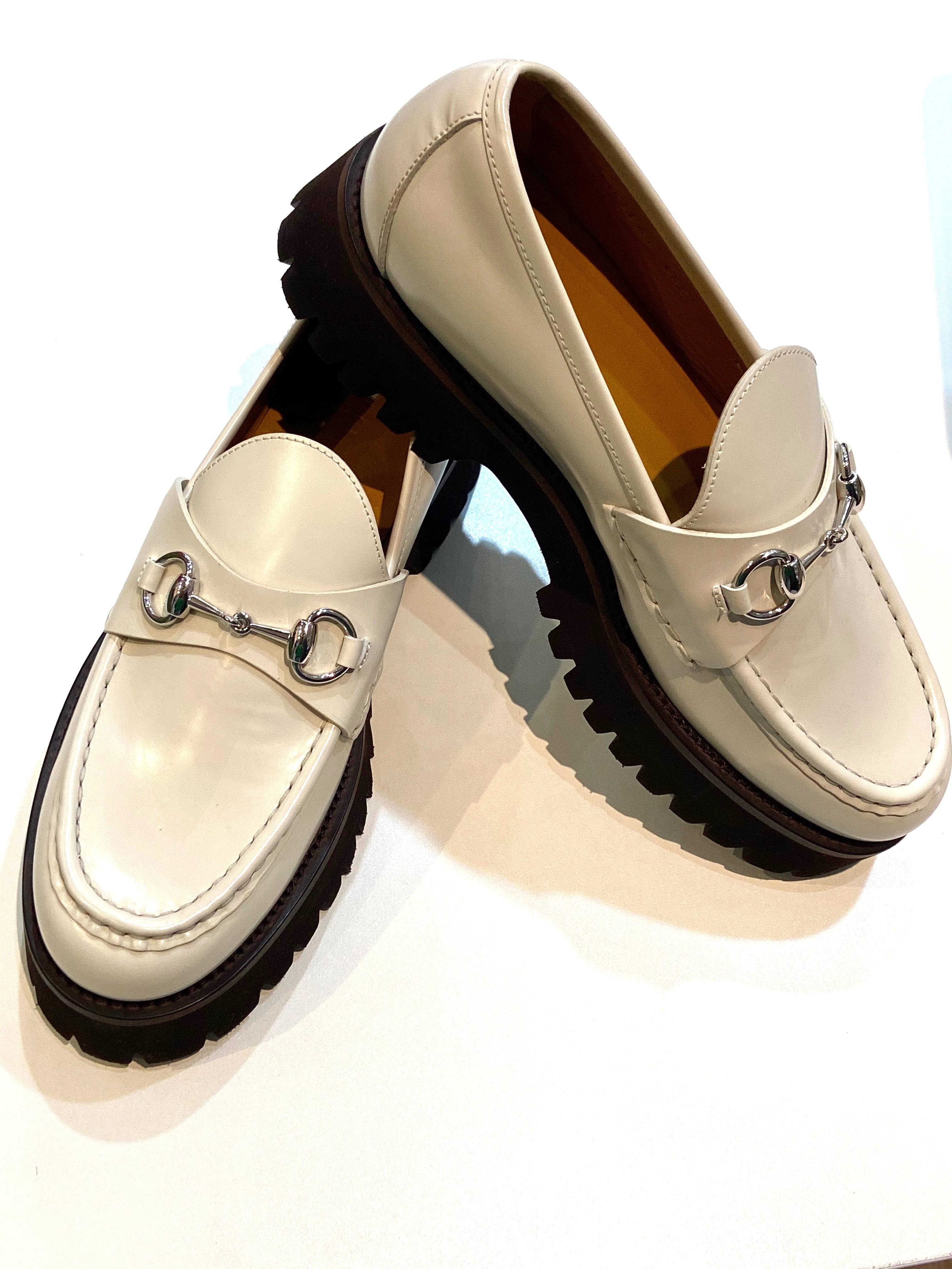 GUCCI SYLKE HORSEBIT PLATFORM CALFSKIN LEATHER LOAFERS