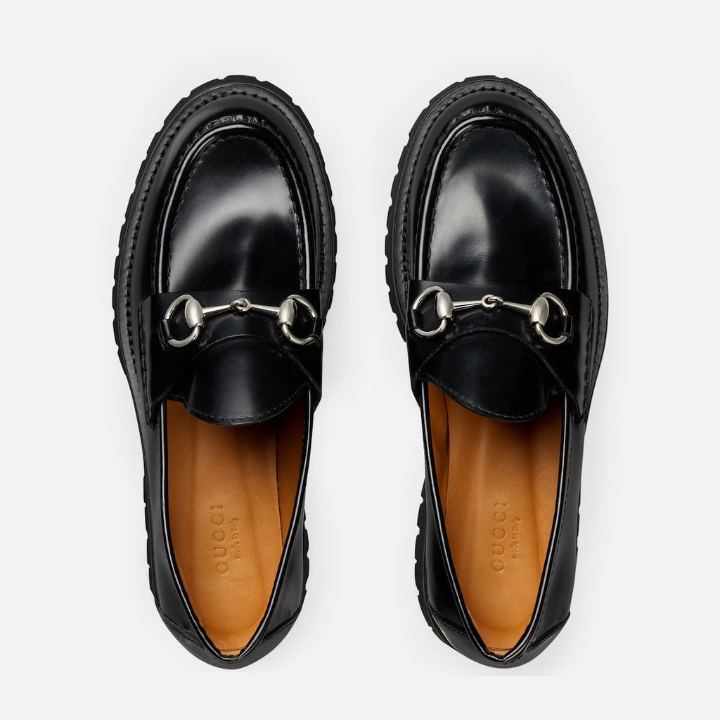 GUCCI SYLKE HORSEBIT PLATFORM CALFSKIN LEATHER LOAFERS