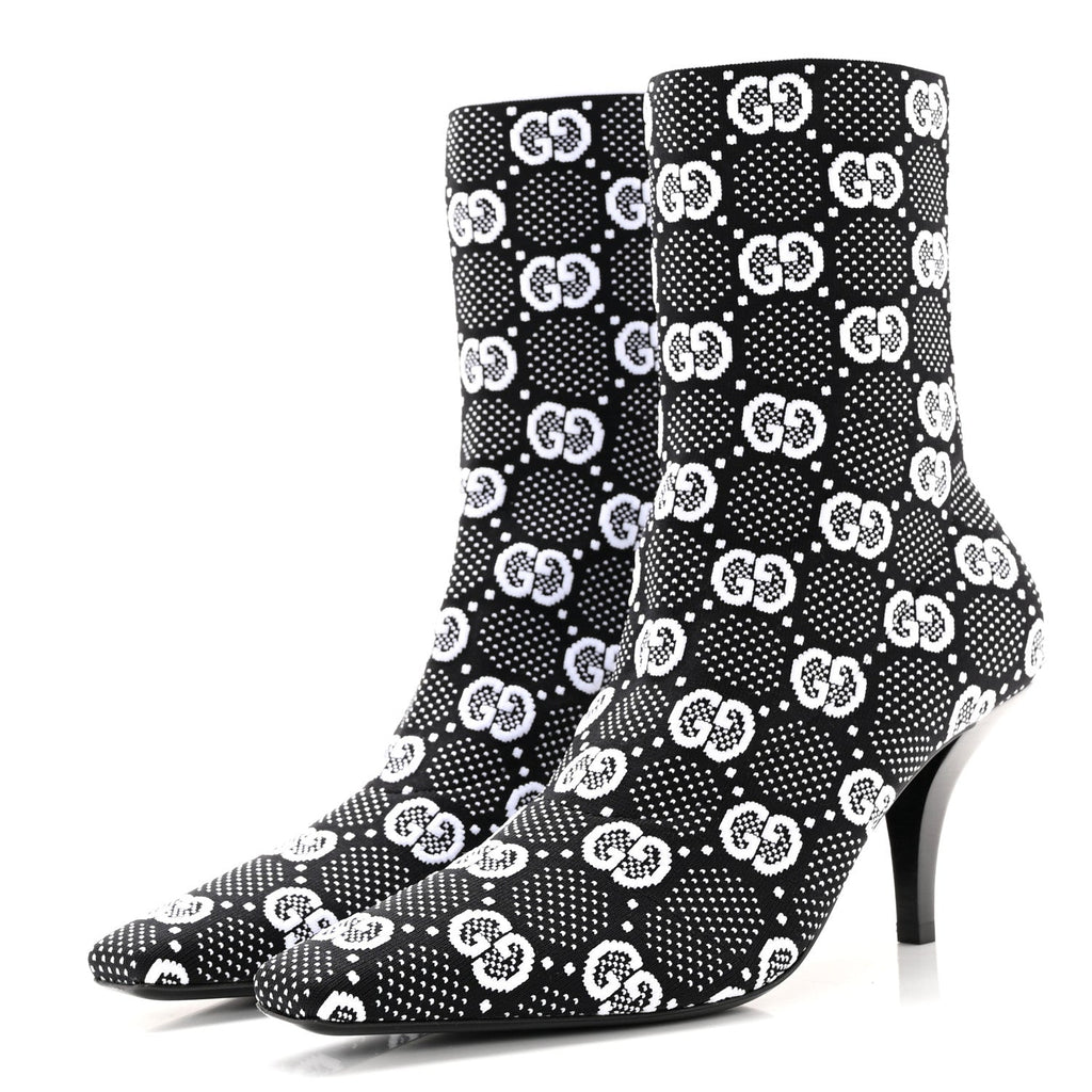 GUCCI TECHNICAL JERSEY KNIT GG MONOGRAM ANKLE BOOTS