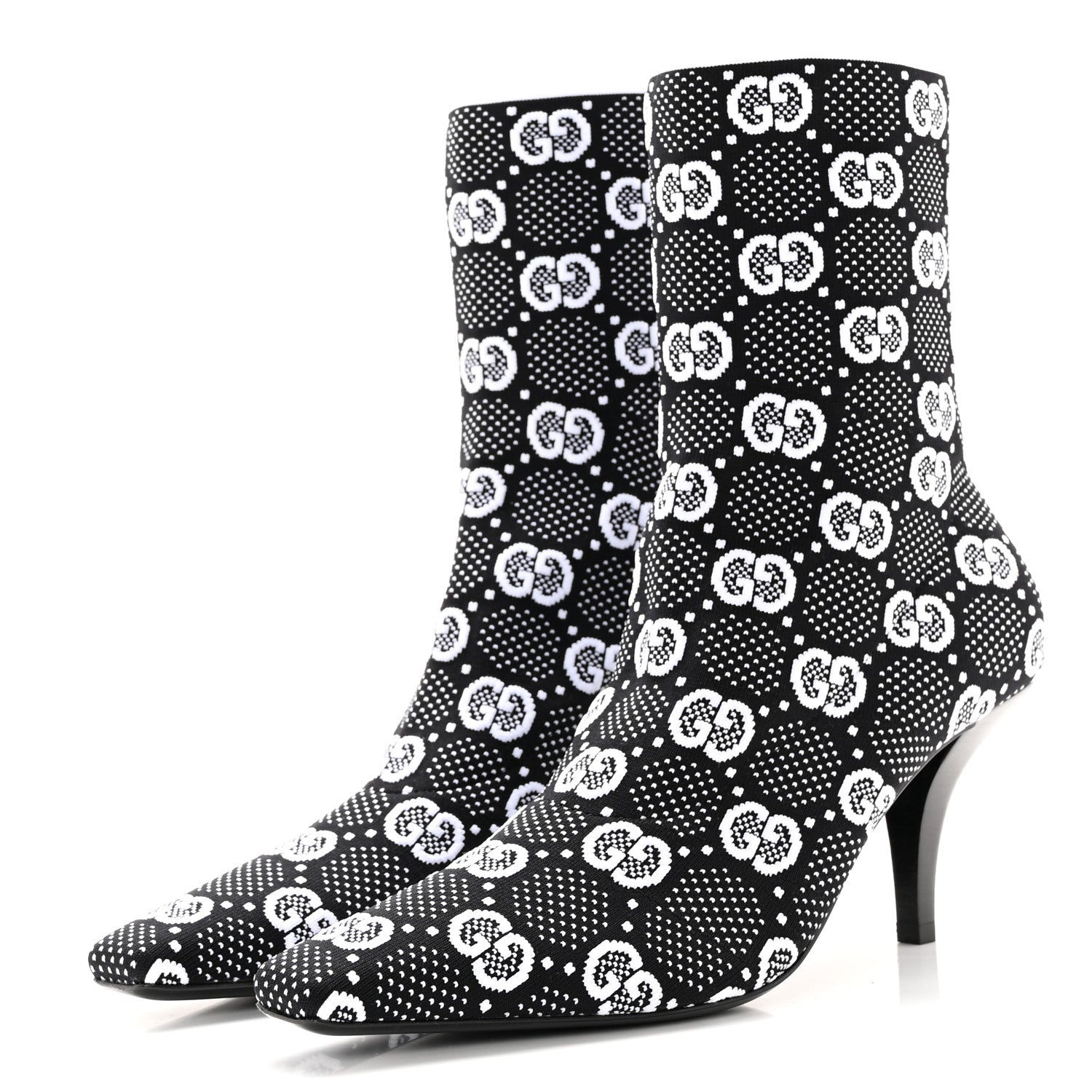 GUCCI TECHNICAL JERSEY KNIT GG MONOGRAM ANKLE BOOTS