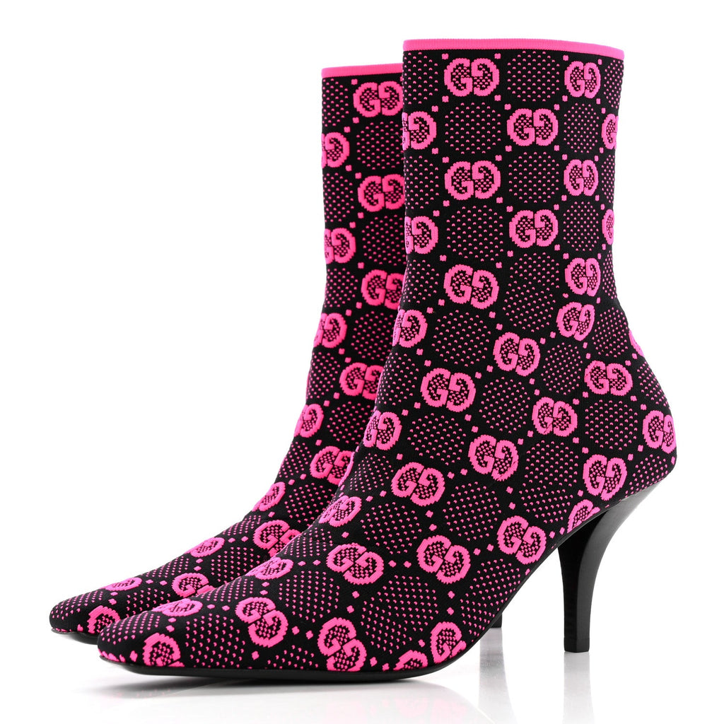 GUCCI TECHNICAL JERSEY KNIT GG MONOGRAM ANKLE BOOTS