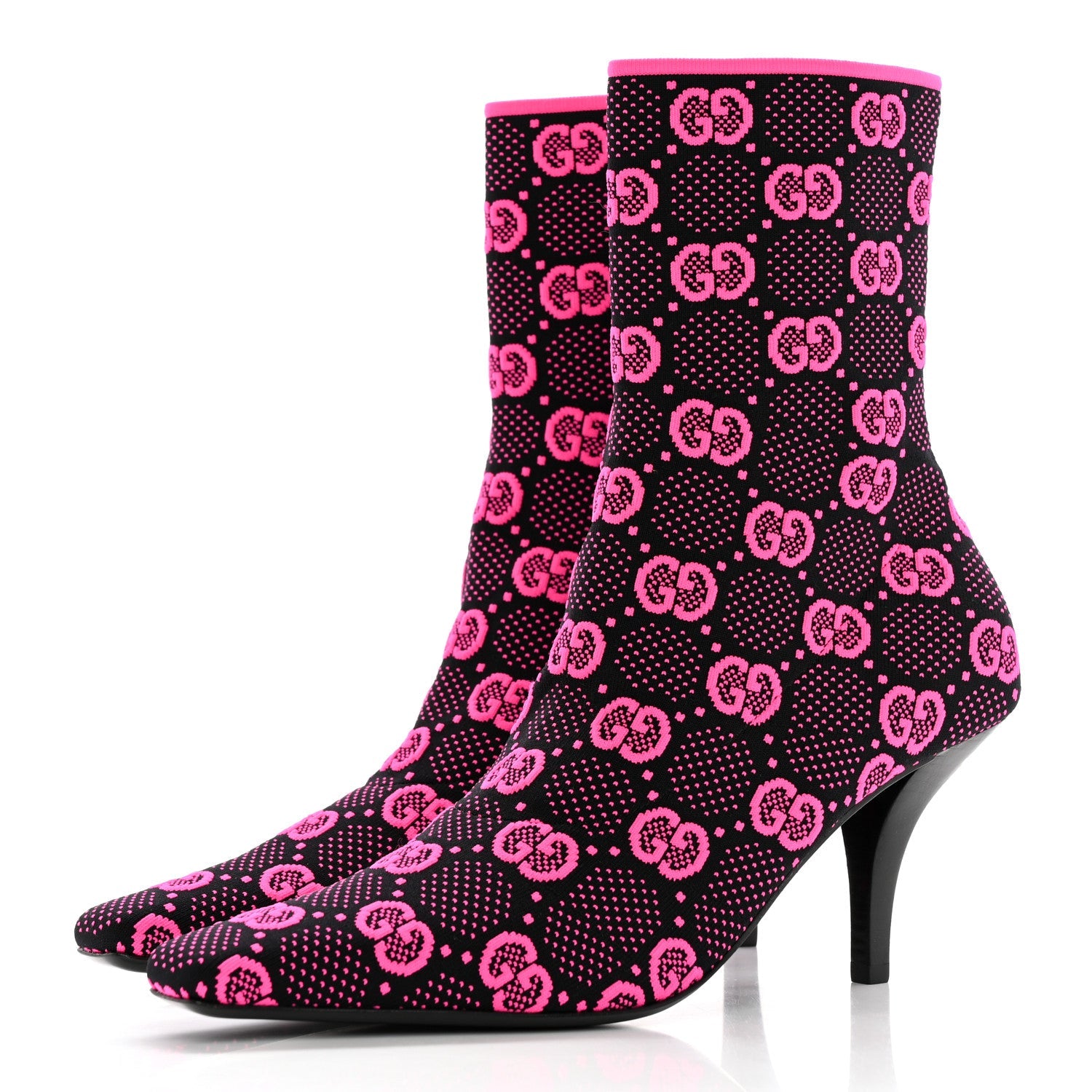 GUCCI TECHNICAL JERSEY KNIT GG MONOGRAM ANKLE BOOTS