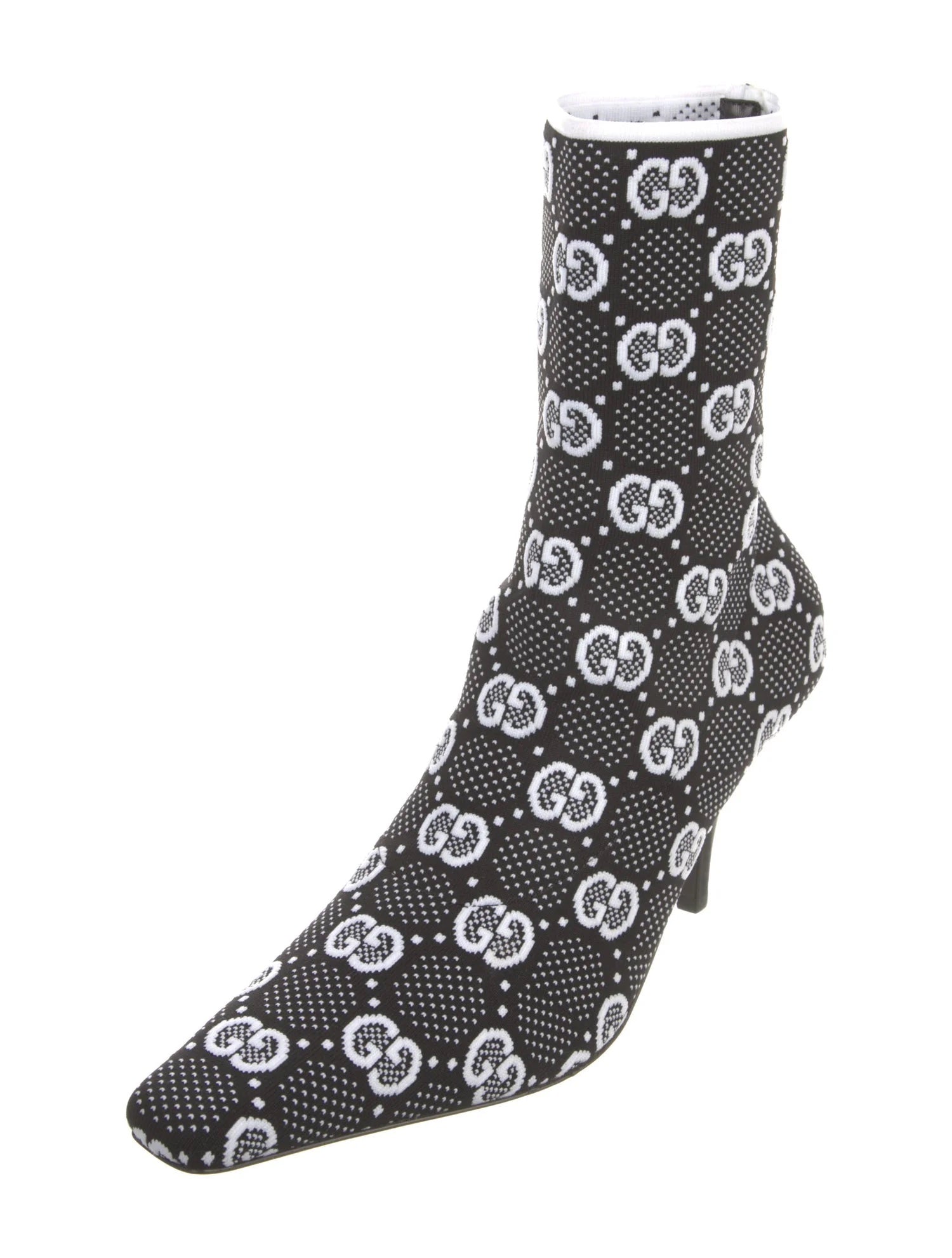 GUCCI TECHNICAL JERSEY KNIT GG MONOGRAM ANKLE BOOTS
