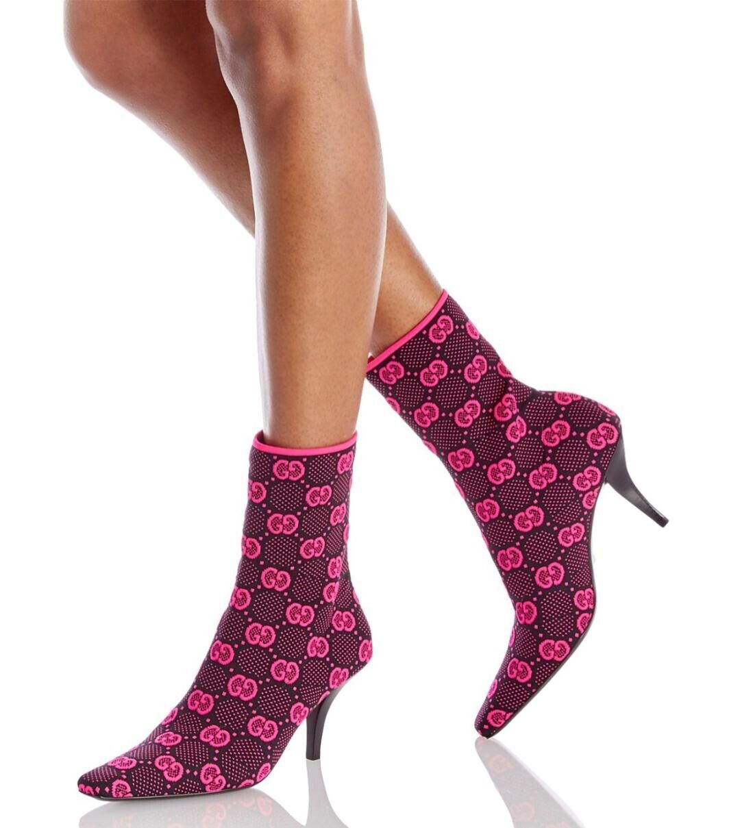 GUCCI TECHNICAL JERSEY KNIT GG MONOGRAM ANKLE BOOTS