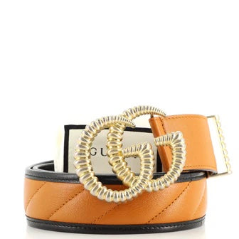 GUCCI GG MARMONT TORCHON QUILTED DIAGONAL QUILTED LEATHER BELT