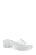 GUCCI TRANSPARENT RUBBER SLIDE HEELED SANDALS