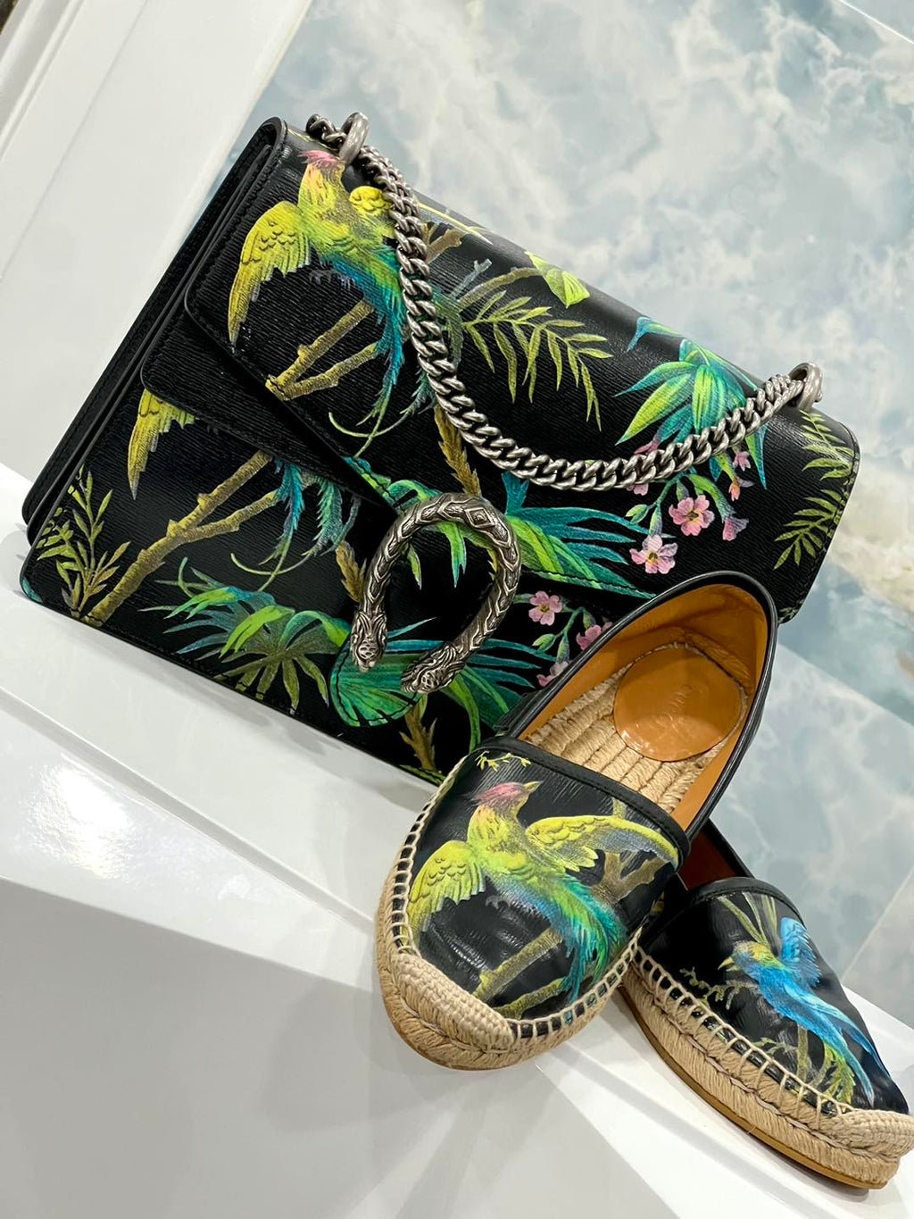 GUCCI TROPICAL PRINT ESPADRILLES