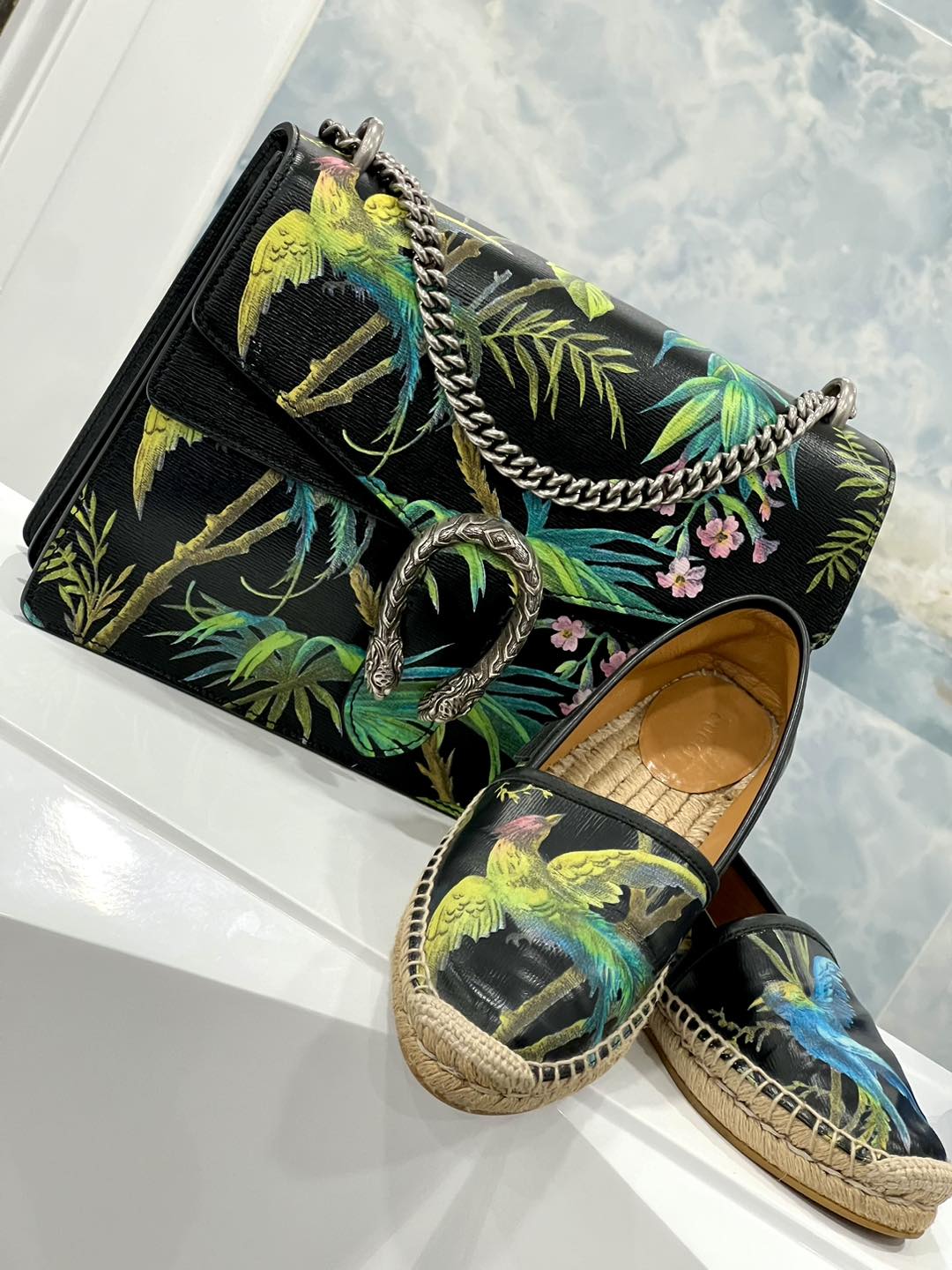 GUCCI TROPICAL PRINT ESPADRILLES
