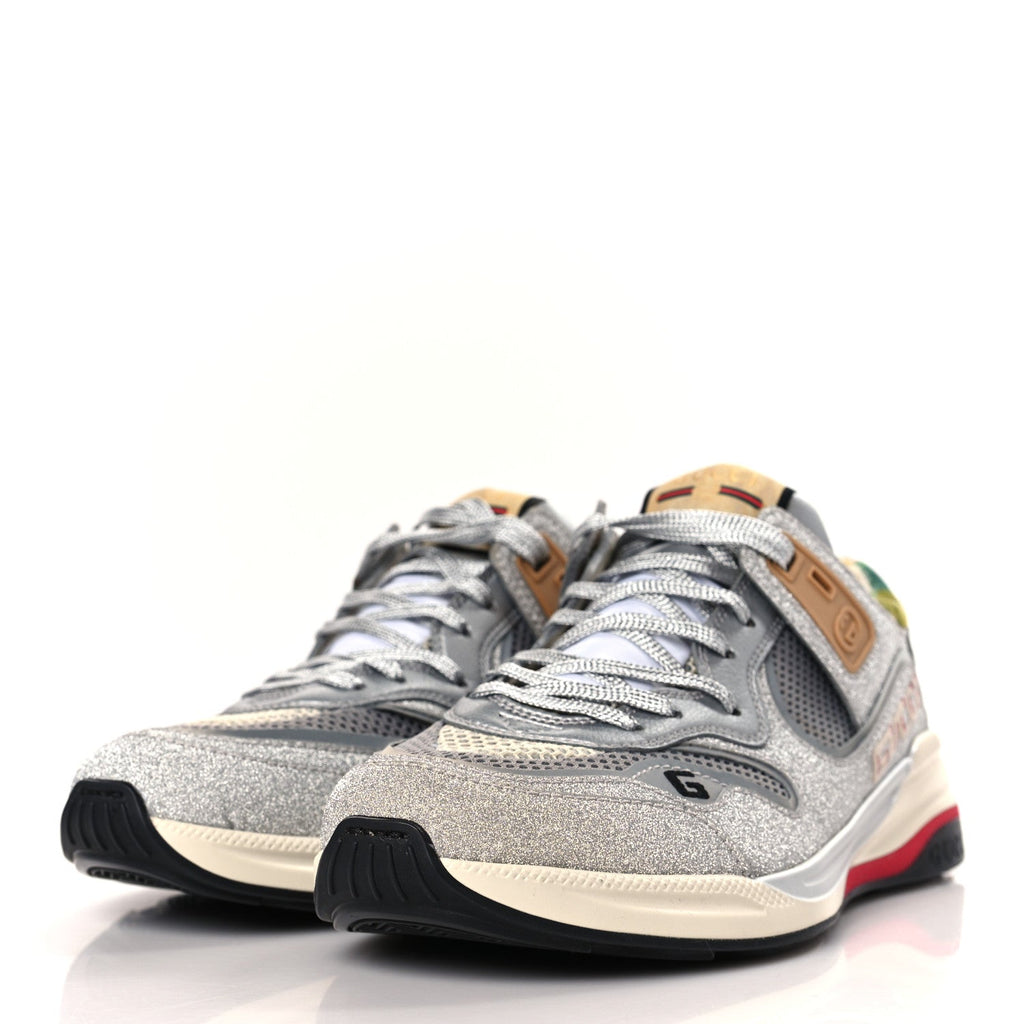 GUCCI ULTRASPACE GLITTER CALFSKIN MESH SNEAKERS