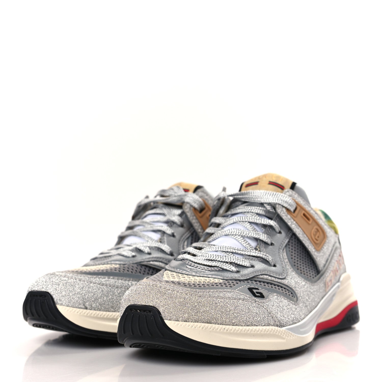 GUCCI ULTRASPACE GLITTER CALFSKIN MESH SNEAKERS