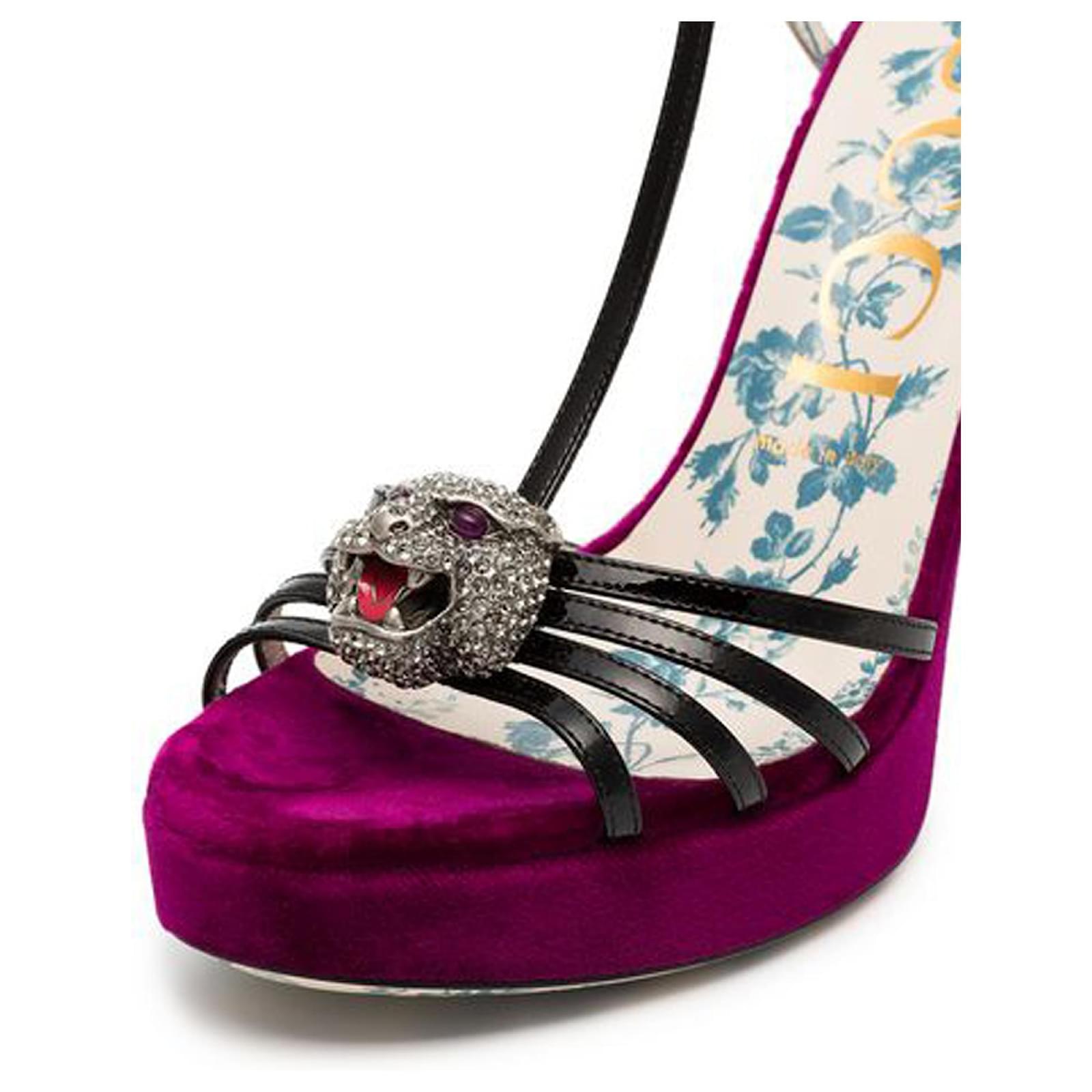 GUCCI VELVET ELIAS PLATFORM HEELS