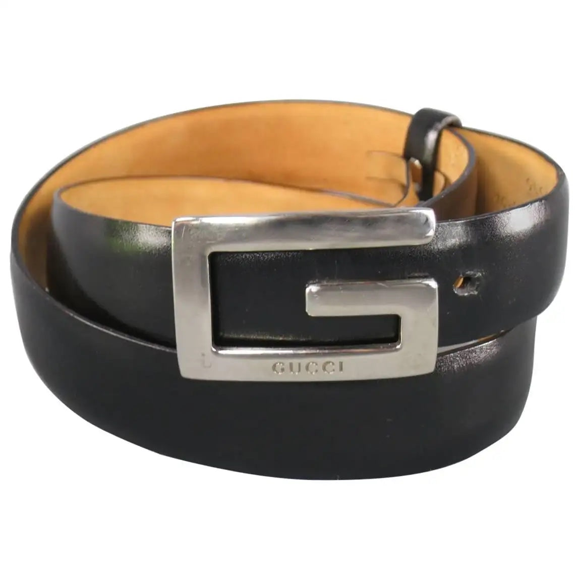 GUCCI VINTAGE G BUCKLE LEATHER BELT