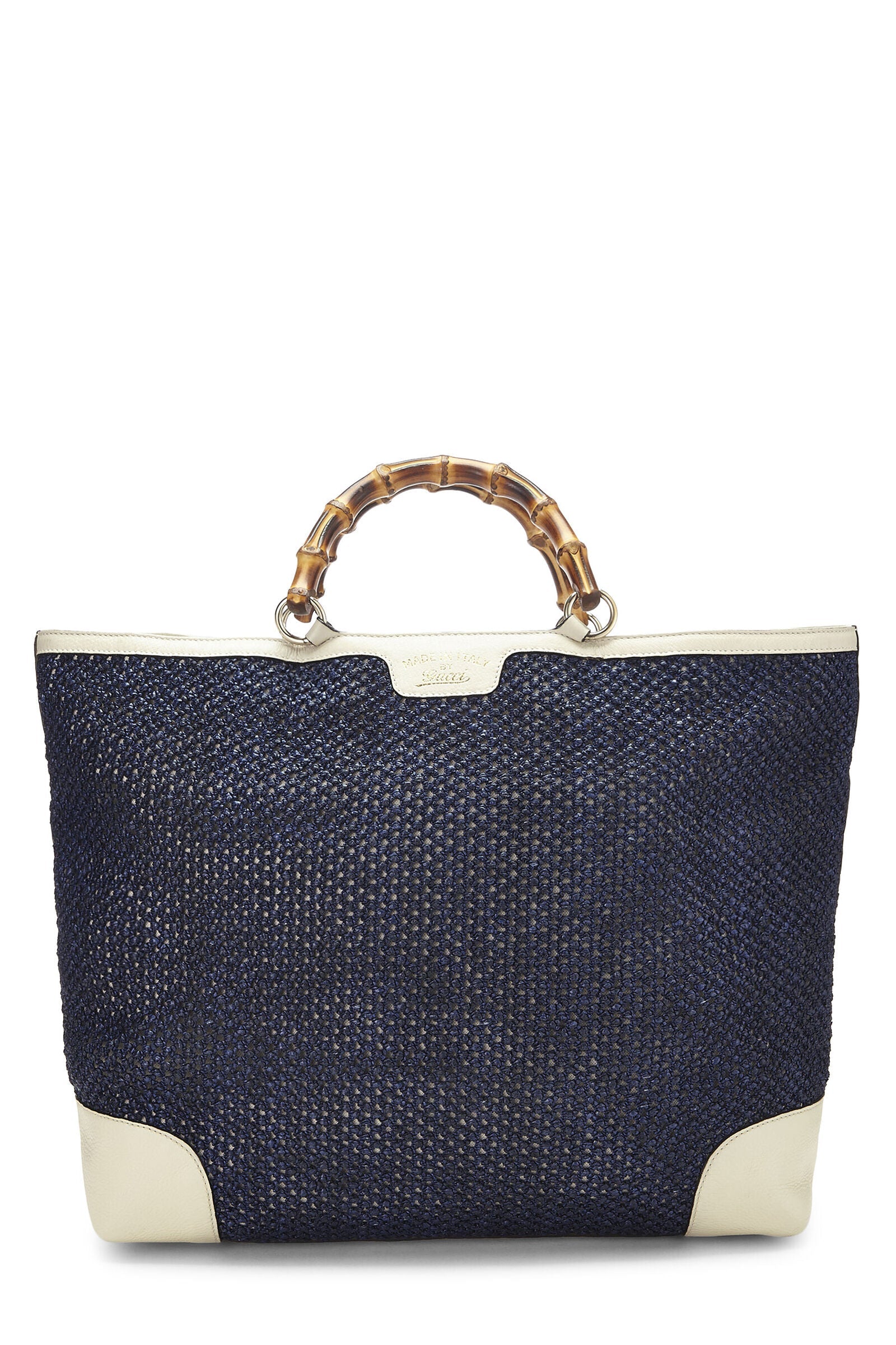 GUCCI VINTAGE WEB STRAP BAMBOO HANDLE TOTE BAG WITH SHOULDER STRAP