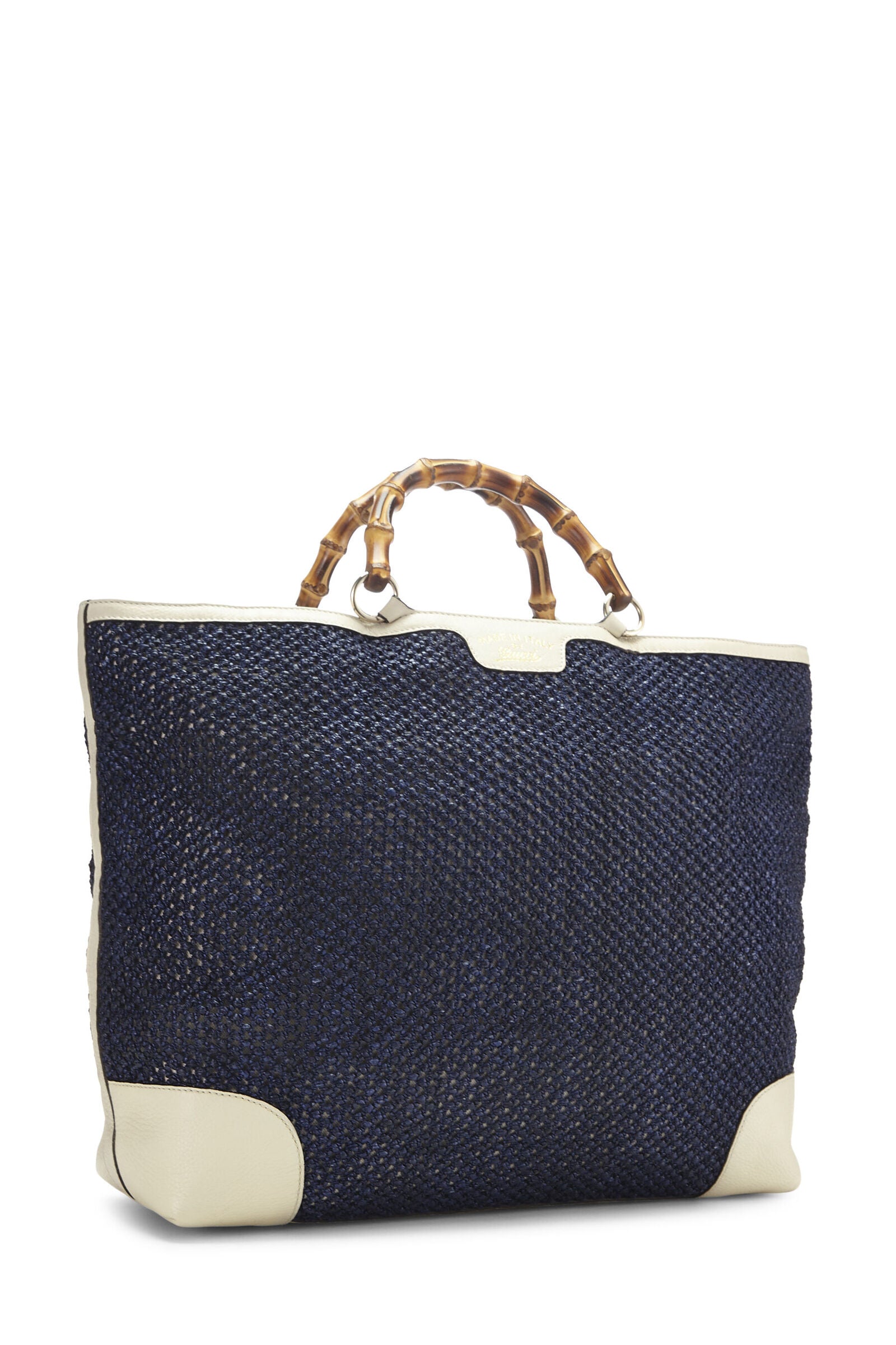 GUCCI VINTAGE WEB STRAP BAMBOO HANDLE TOTE BAG WITH SHOULDER STRAP