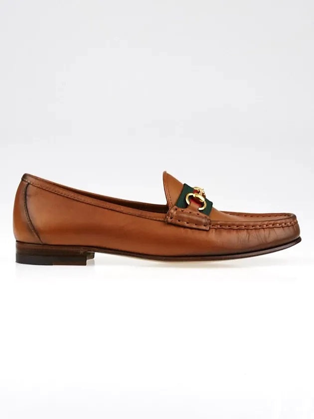 GUCCI VINTAGE WEB HORSEBIT CALFSKIN LEATHER LOAFERS