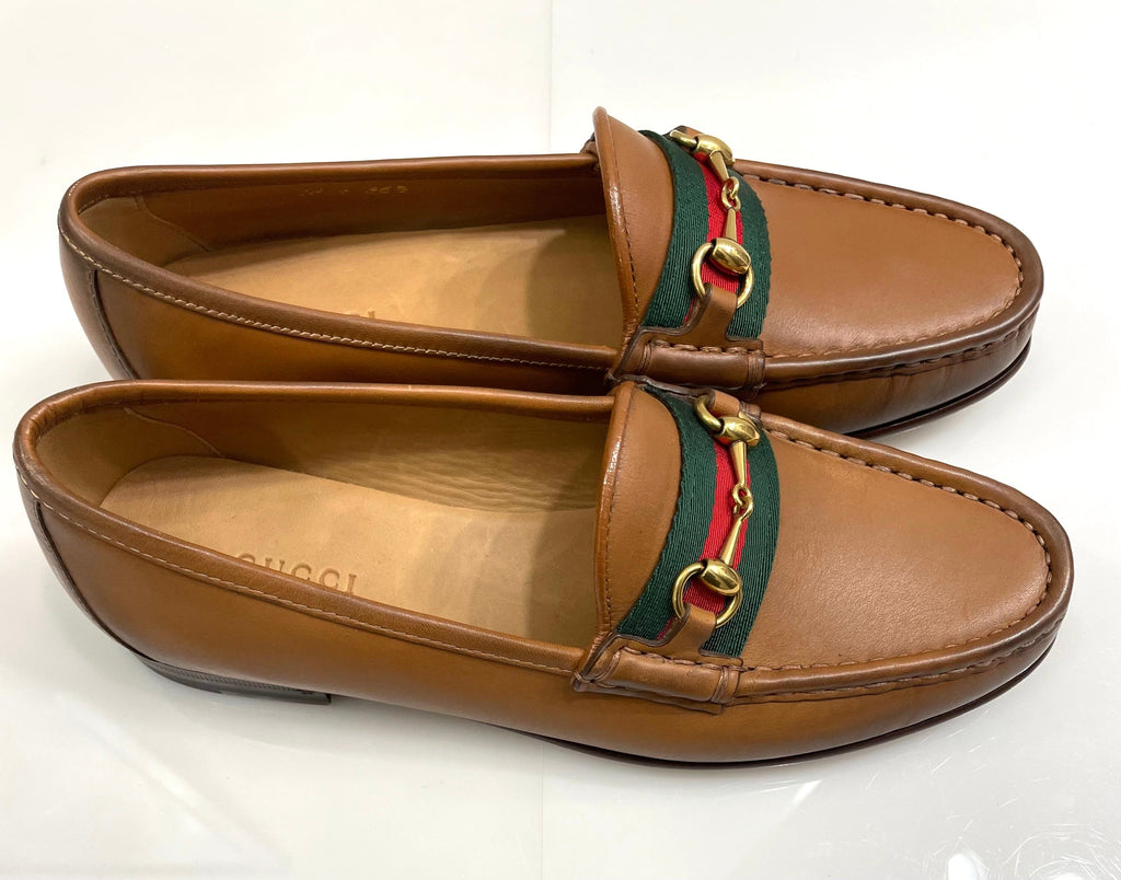 GUCCI VINTAGE WEB HORSEBIT CALFSKIN LEATHER LOAFERS
