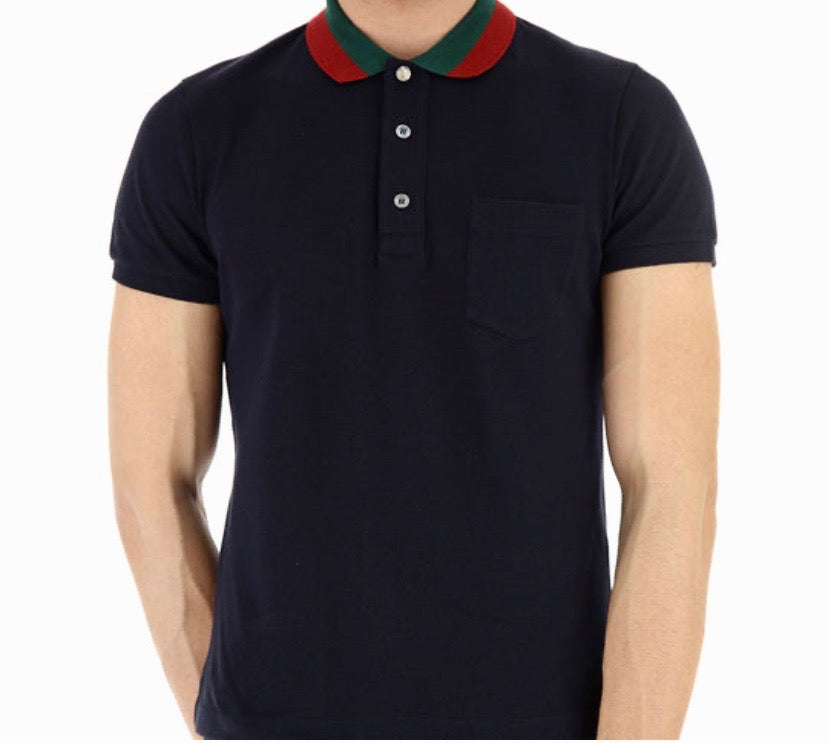 GUCCI WEB STRIPE TRIMMED POLO SHIRT
