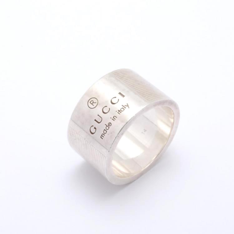GUCCI STERLING SILVER GUCCI TRADEMARK WIDE BAND RING