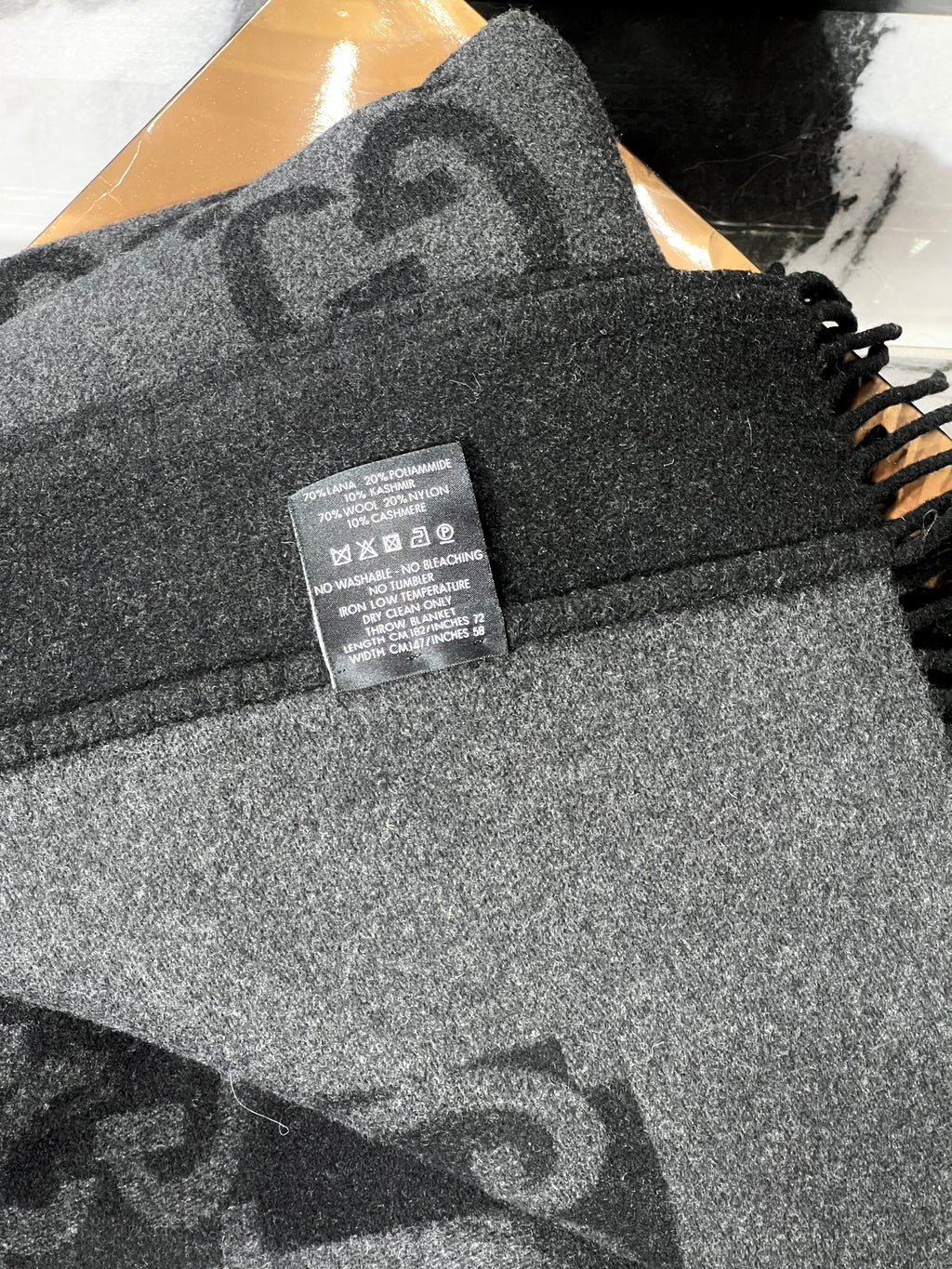 GUCCI GG WOOL BLEND CASHMERE BLANKET