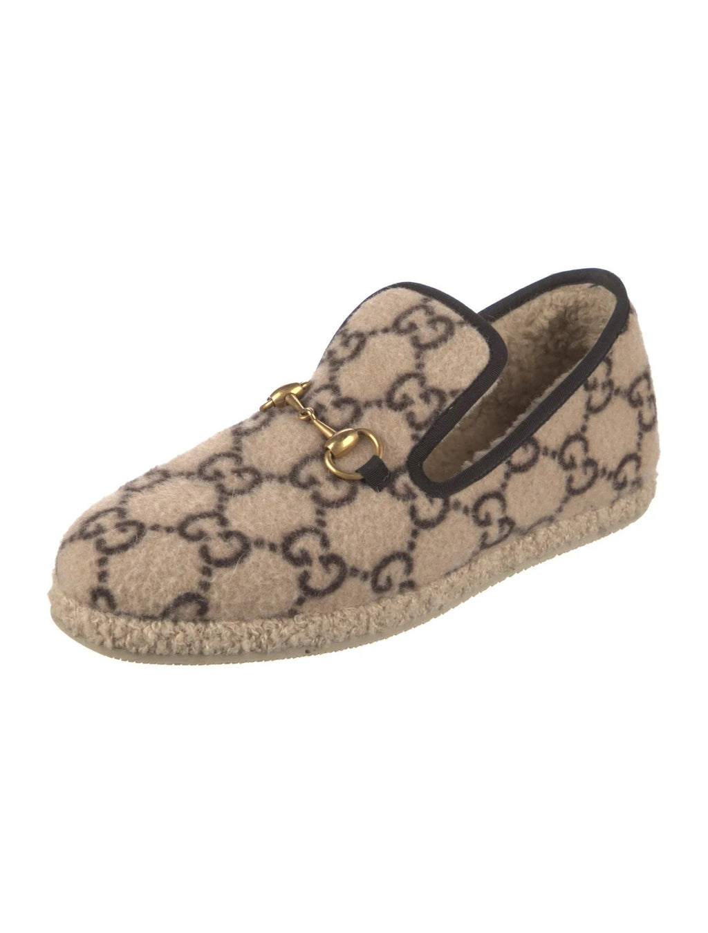 GUCCI WOOL GG MONOGRAM FRIA HORSEBIT LOAFERS