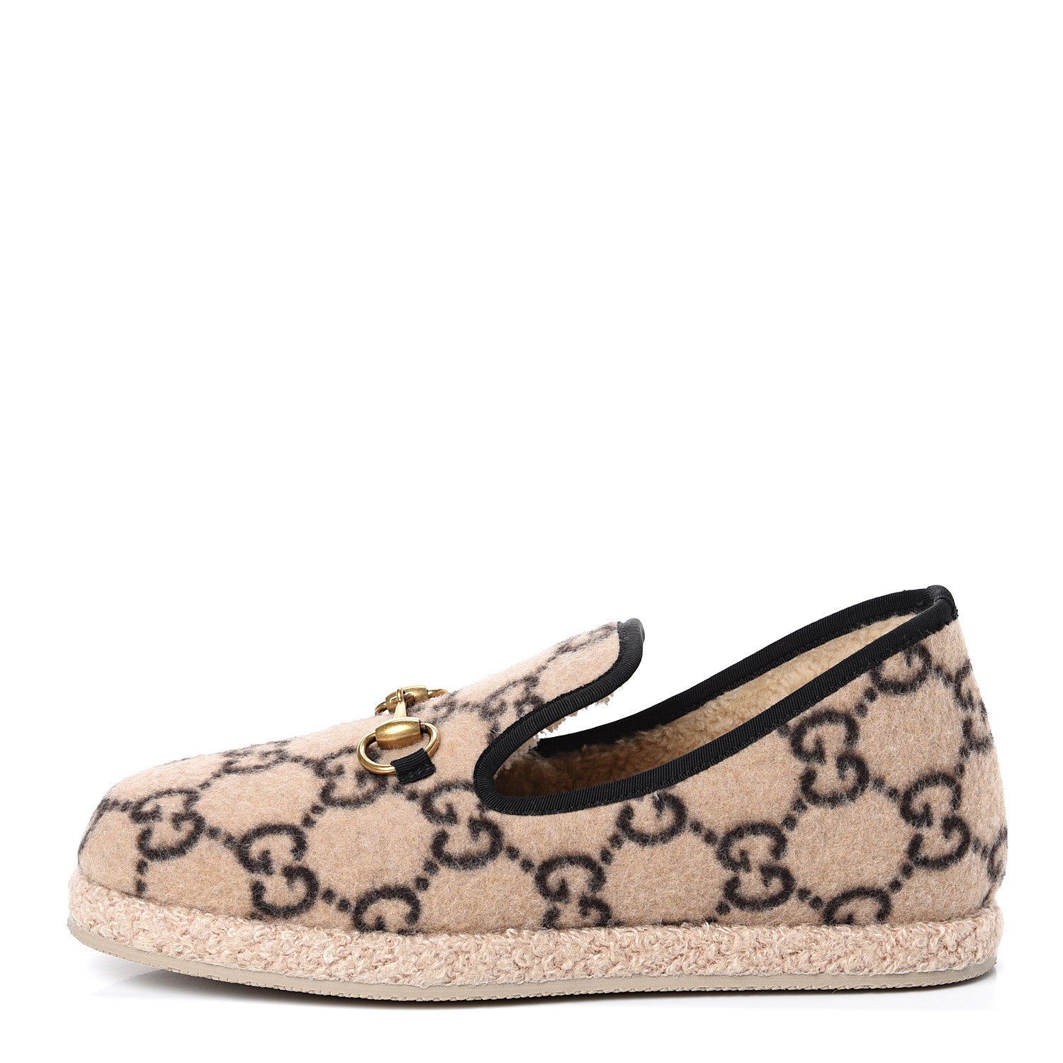 GUCCI WOOL GG MONOGRAM FRIA HORSEBIT LOAFERS