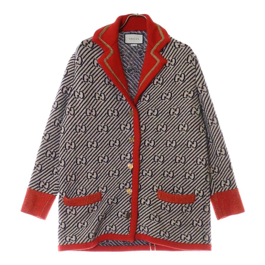 GUCCI WOOL KNIT GLITTER GG MONOGRAM CARDIGAN