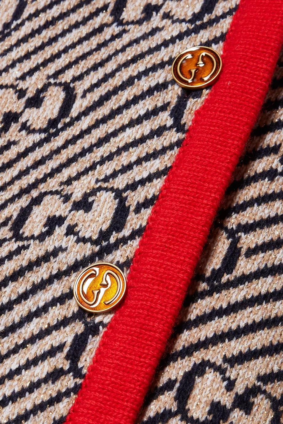 GUCCI WOOL KNIT GLITTER GG MONOGRAM CARDIGAN