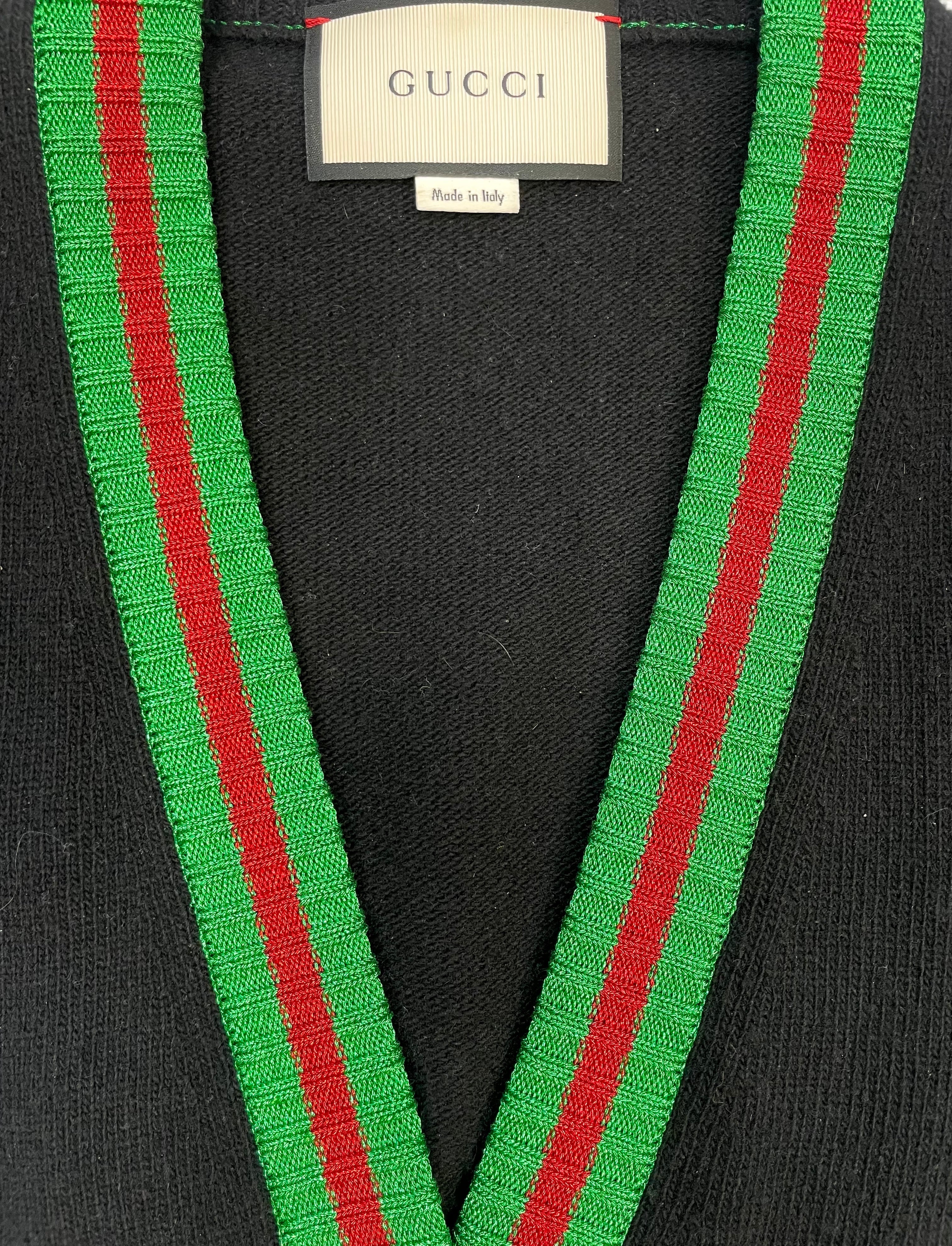 GUCCI WOOL WEB TRIM SWEATER CARDIGAN