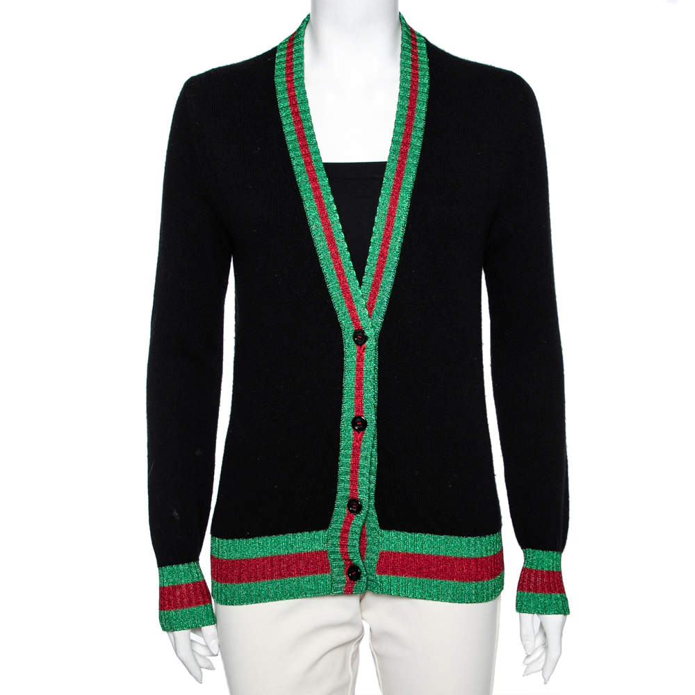 GUCCI WOOL WEB TRIM SWEATER CARDIGAN