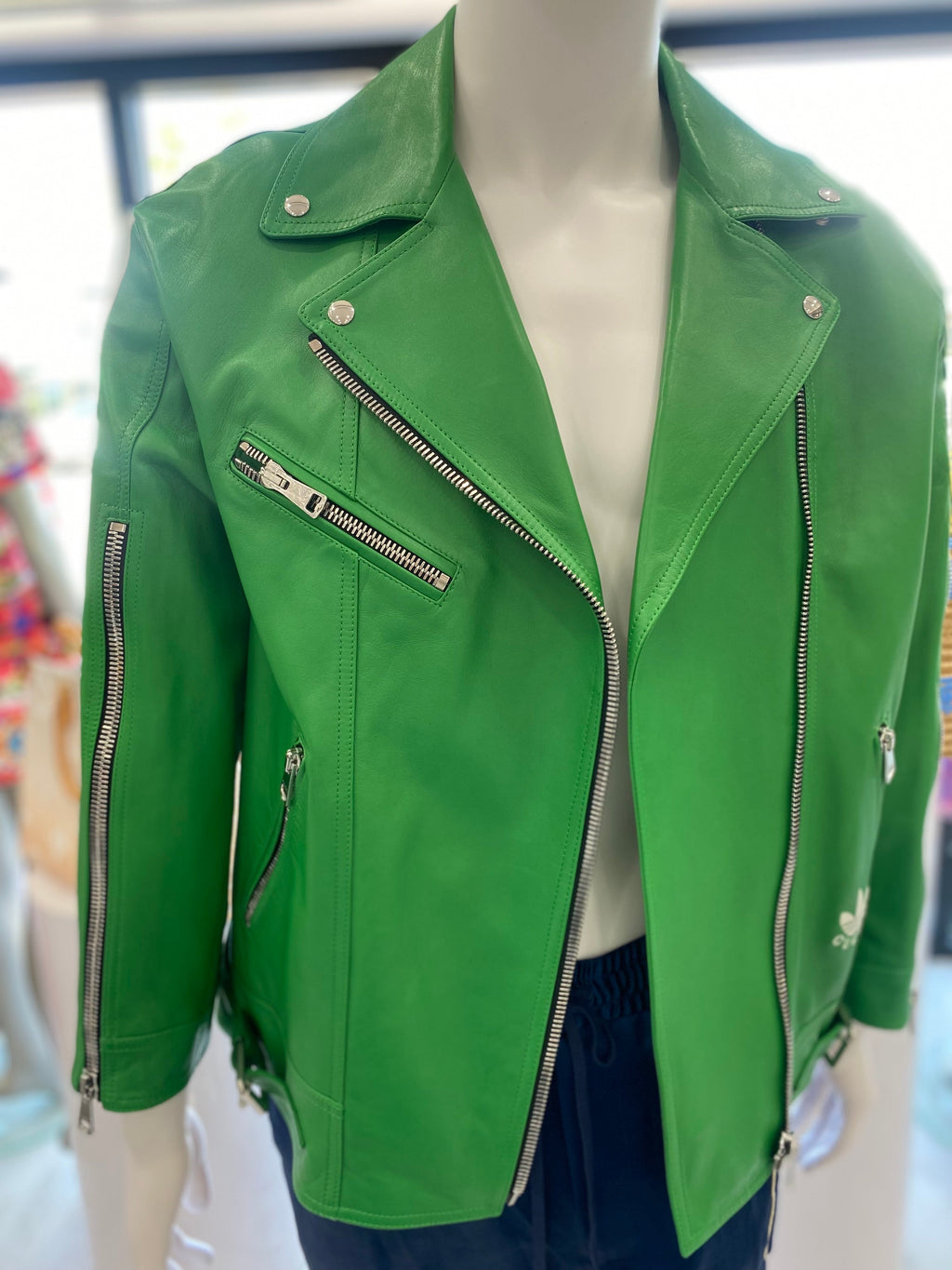 GUCCI X ADIDAS MEN'S LEATHER BIKER JACKET