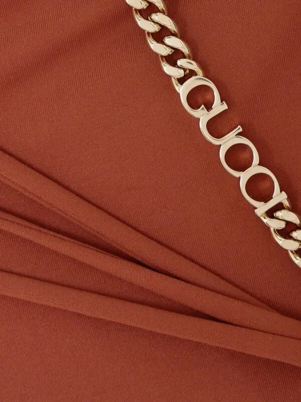 GUCCI ONE-SHOULDER CHAIN EMBELLISHED ONE-PIECE SWIMSUIT