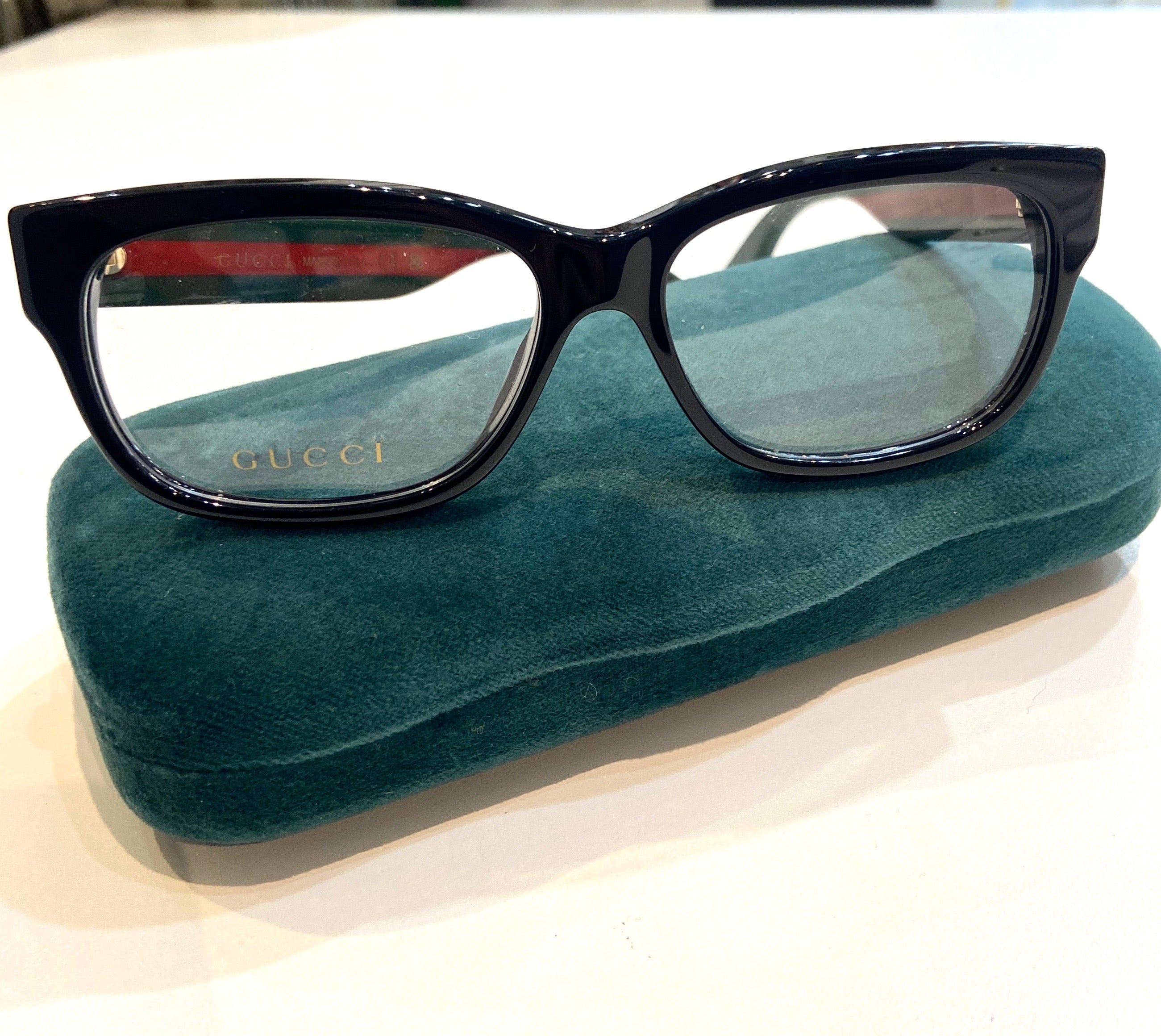 GUCCI GG WEB RECTANGULAR FRAME GLASSES