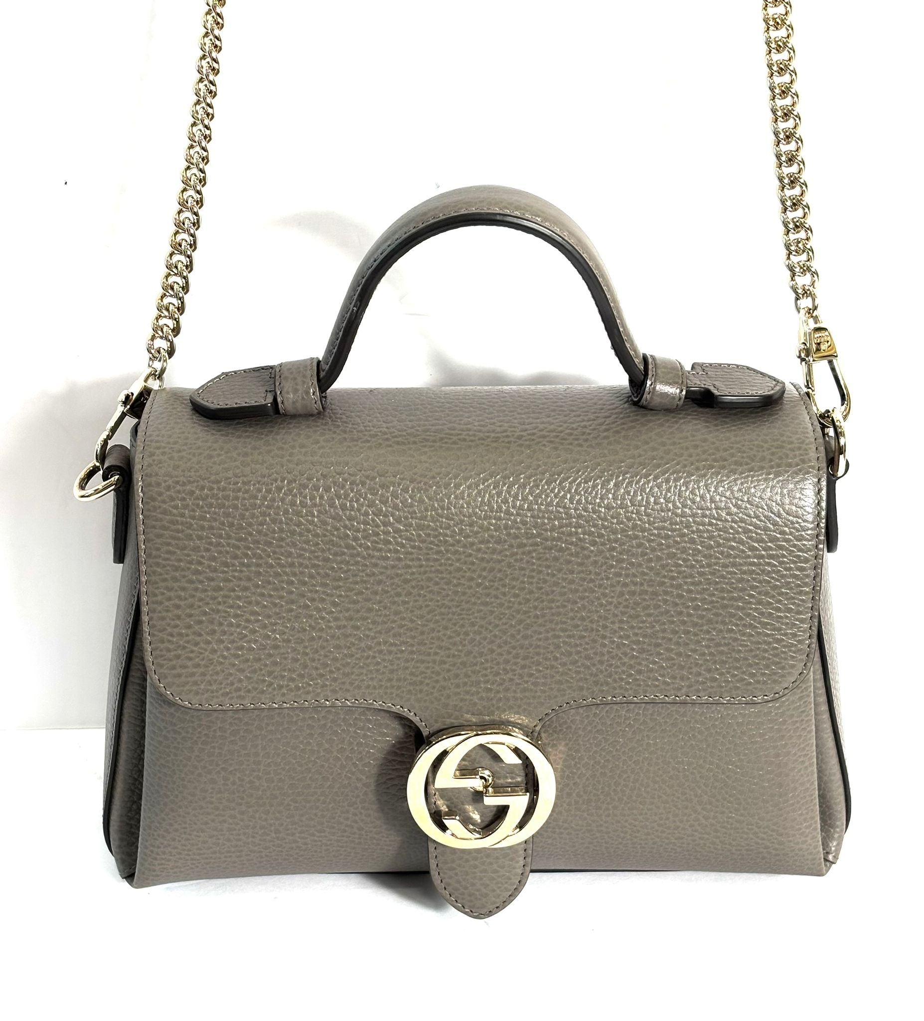 GUCCI DOLLAR CALFSKIN INTERLOCKING G TOP HANDLE SHOULDER BAG