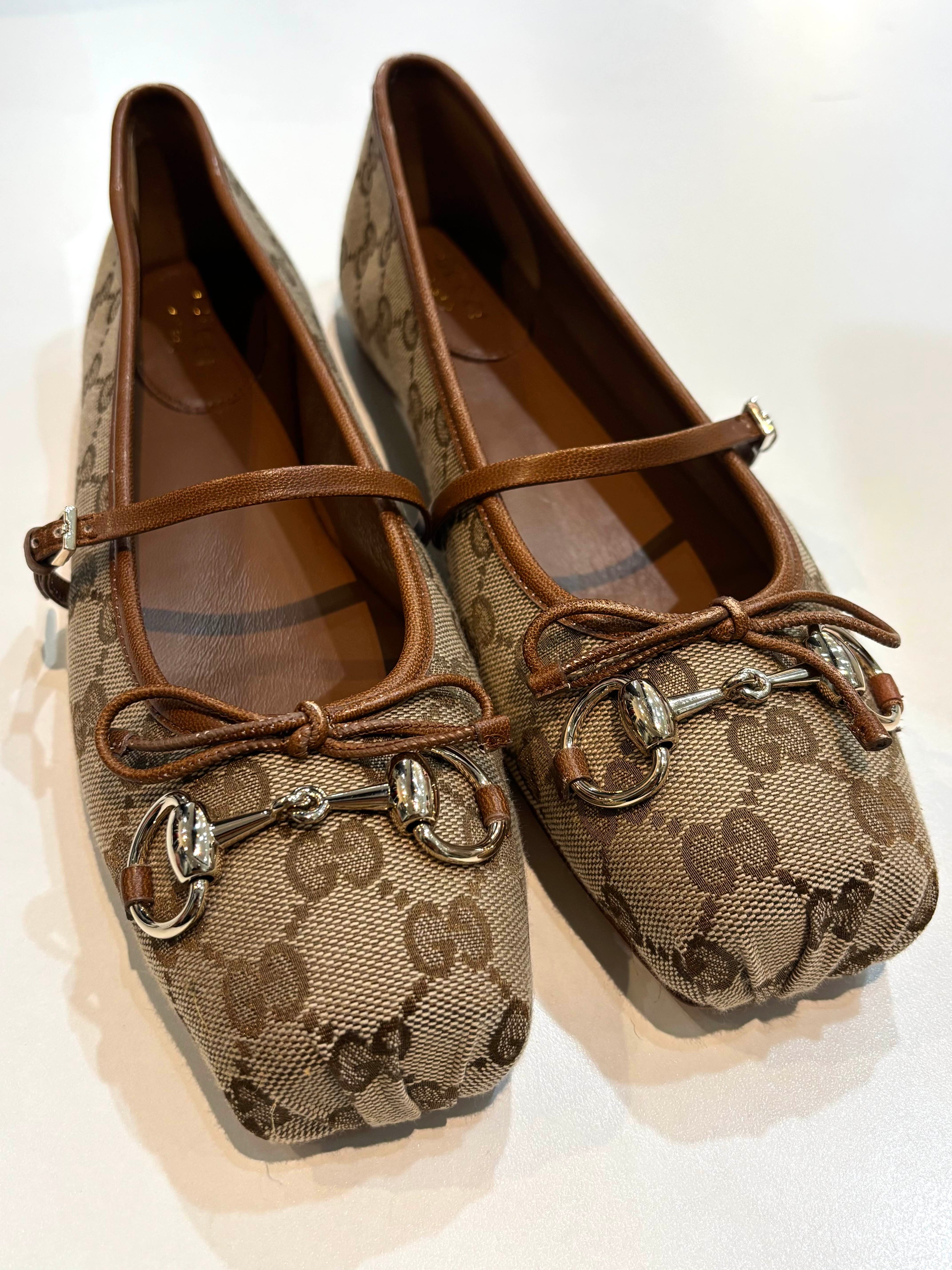 GUCCI GG MONOGRAM HORSEBIT BALLET FLATS