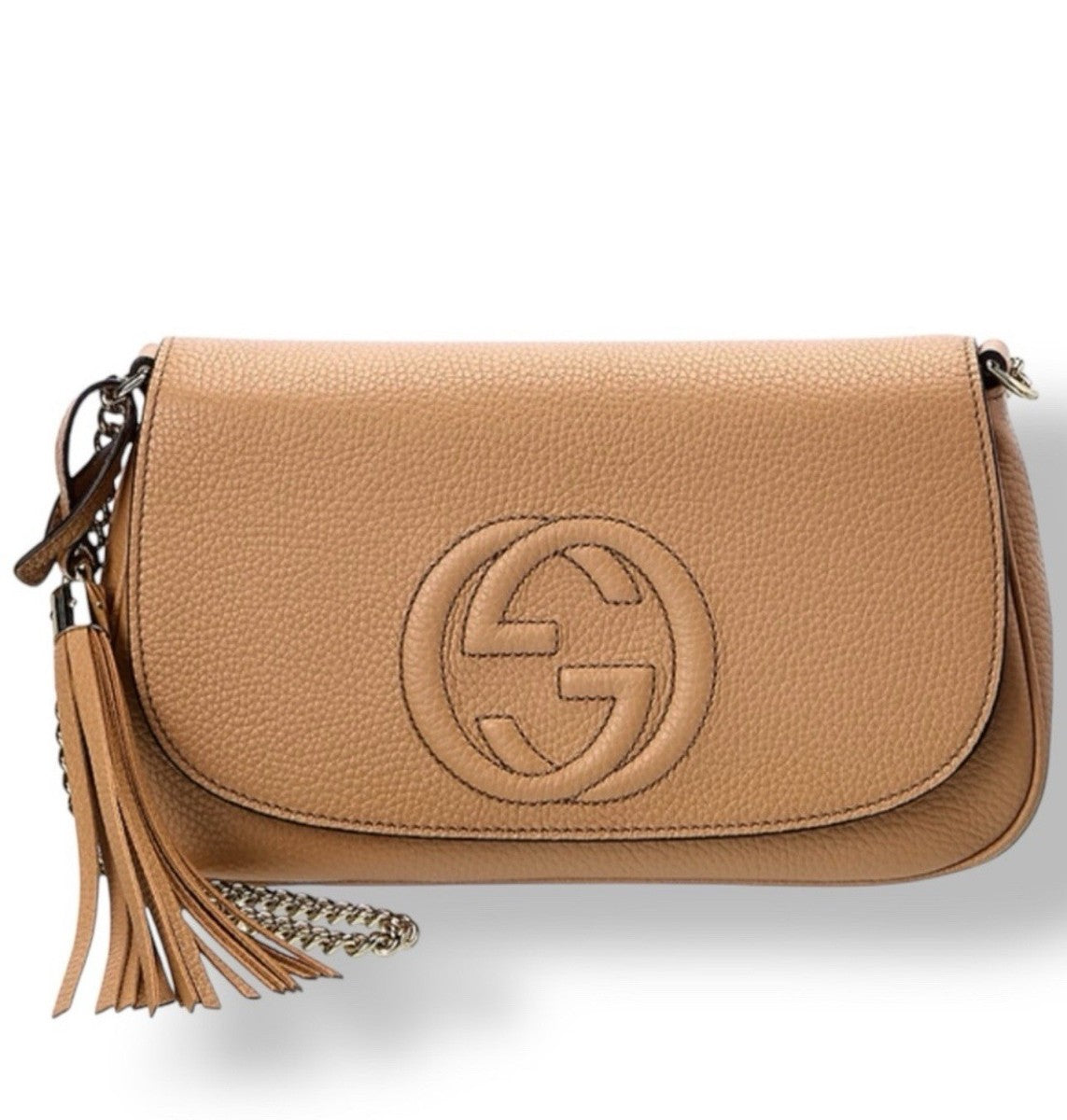 GUCCI GG SOHO CAMELIA CALFSKIN LEATHER SHOULDER BAG