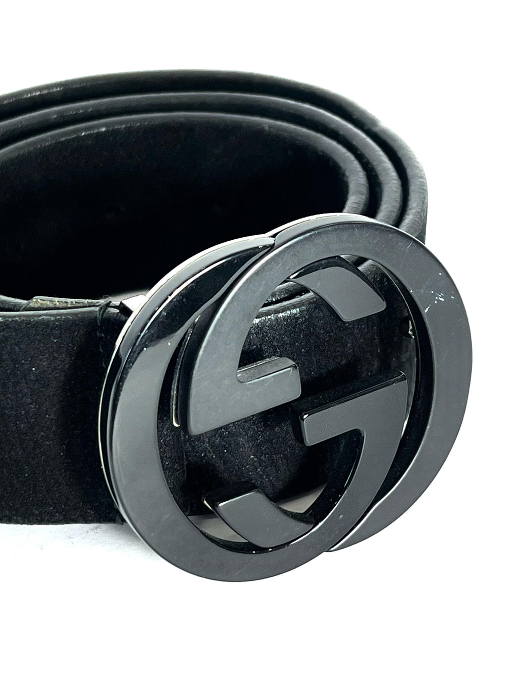 GUCCI INTERLOCKING GG CALFSKIN LEATHER BELT