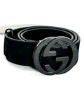 GUCCI INTERLOCKING GG CALFSKIN LEATHER BELT