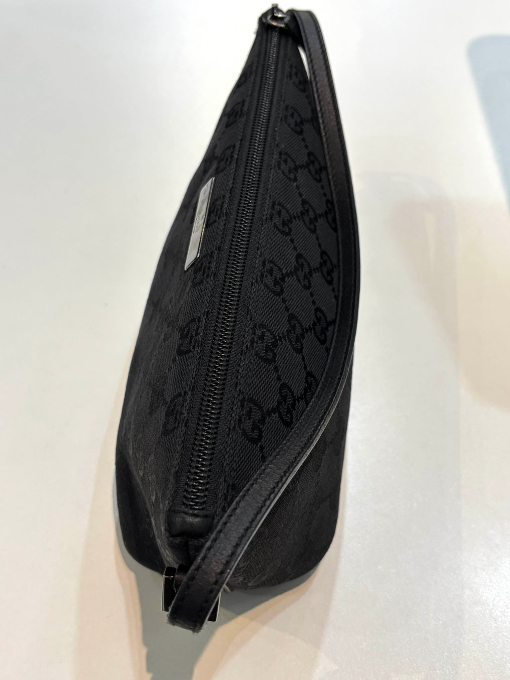 GUCCI MONOGRAM BLACK BOAT POCHETTE