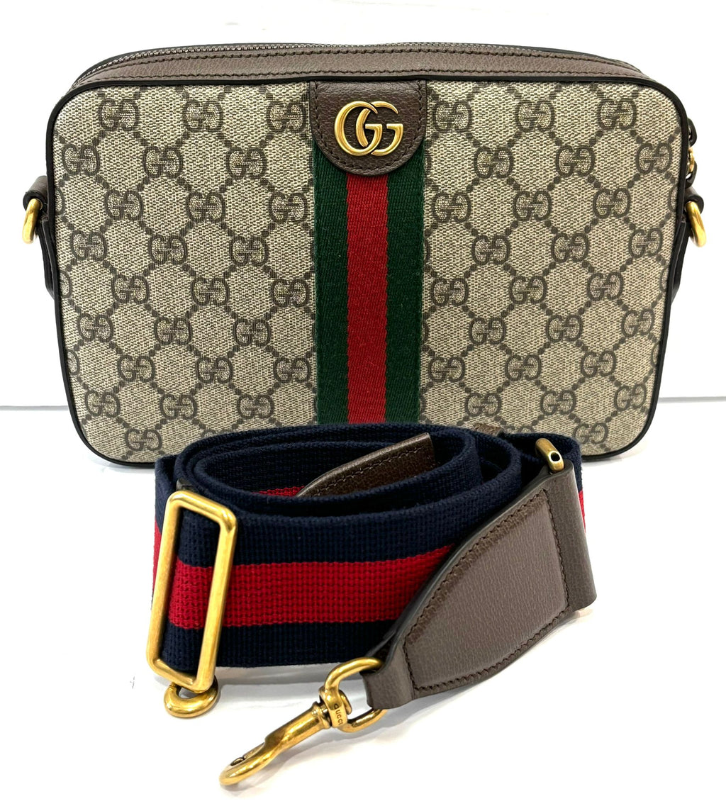 GUCCI OPHIDIA GG SUPREME WEB CANVAS MEDIUM SHOULDER BAG