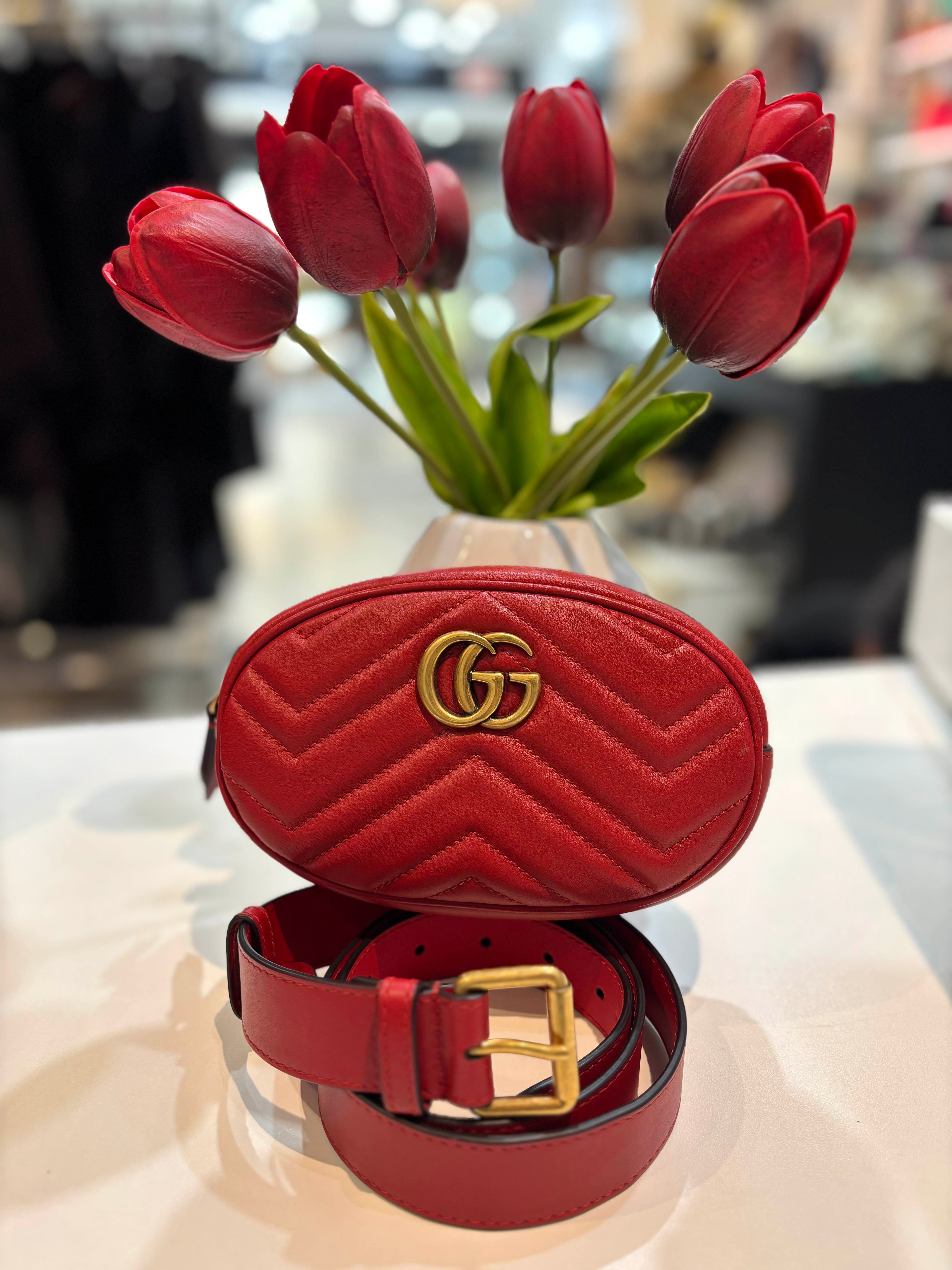 GUCCI GG MARMONT MATELASSE CALFSKIN LEATHER BELT BAG