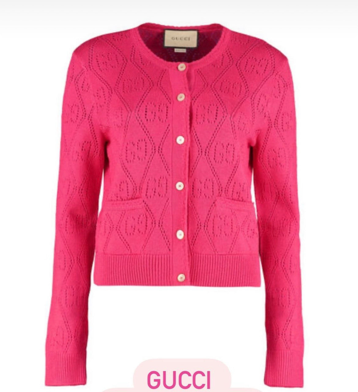 GUCCI POINTELLE-KNIT WOOL CARDIGAN