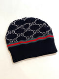 GUCCI MONOGRAM WOOL JACQUARD WEB BEANIE
