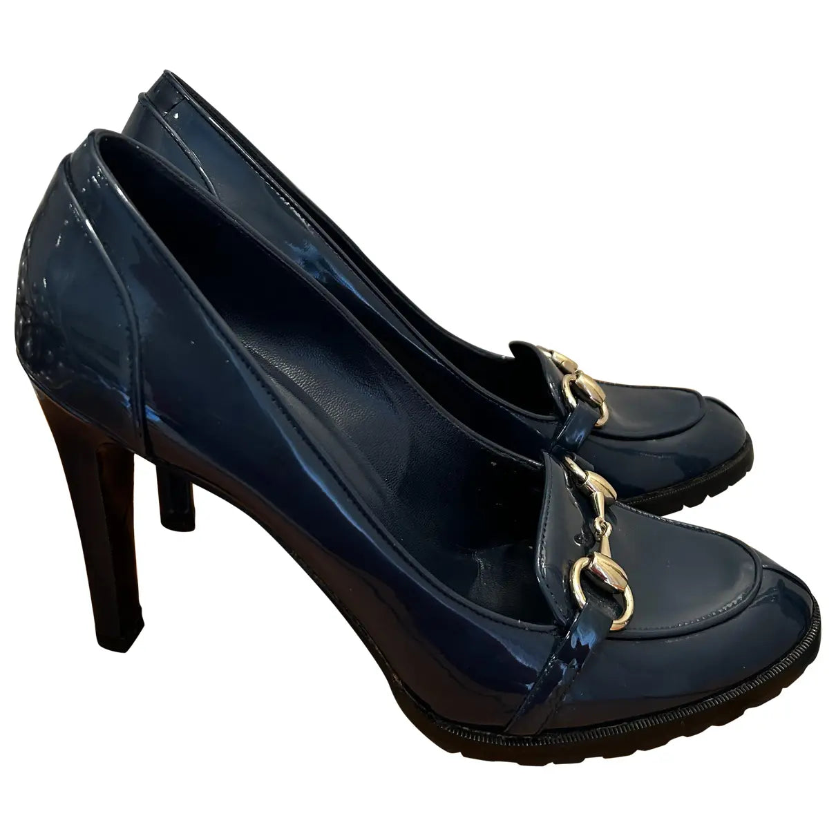 GUCCI HORSEBIT ACCENT PATENT LEATHER PUMPS