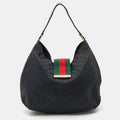 GUCCI GG MONOGRAM CANVAS AND LEATHER WEB HOBO BAG