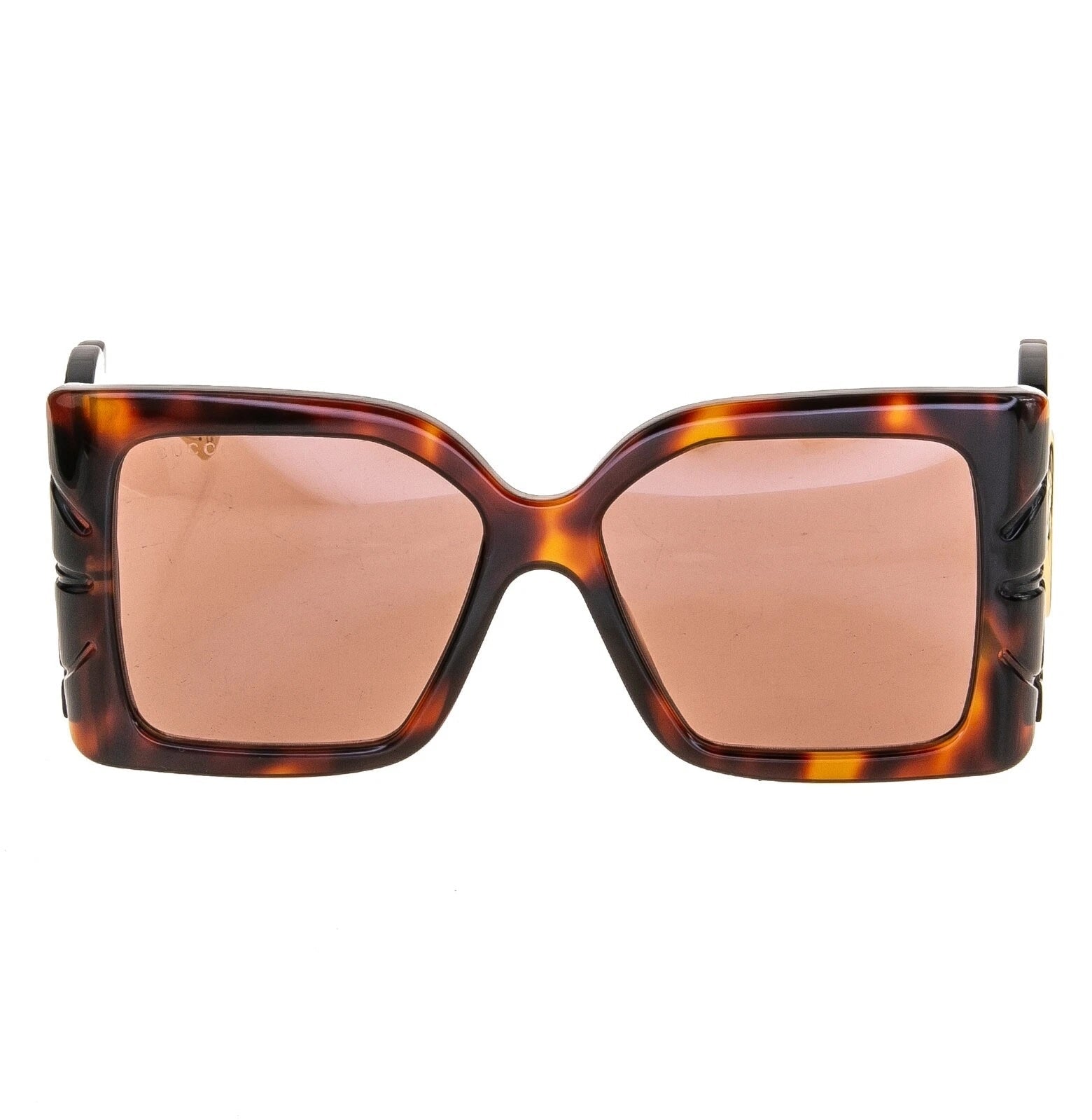 GUCCI 0535 LEAF OVERSIZED SUNGLASSES HAVANA GOLD