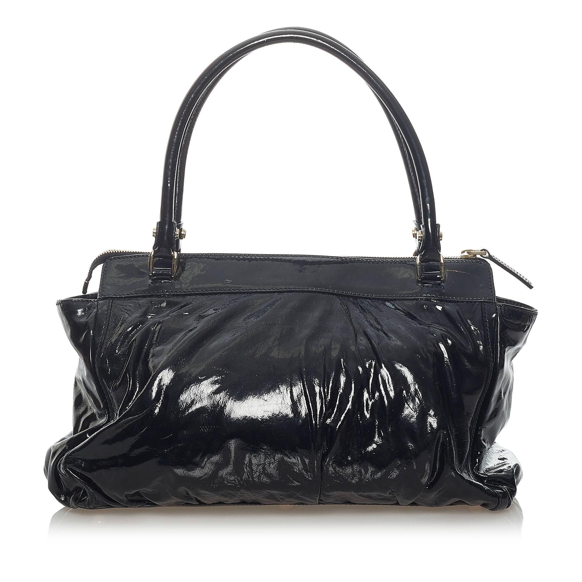Gucci Abbey D-Ring Patent Leather Handbag (SHG-37233)